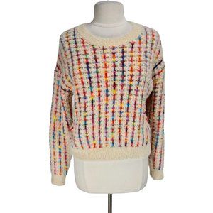 EN CREME Womens Colorful Cofentti Pullover Sweater Size S/M Fuzzy Textured  233P